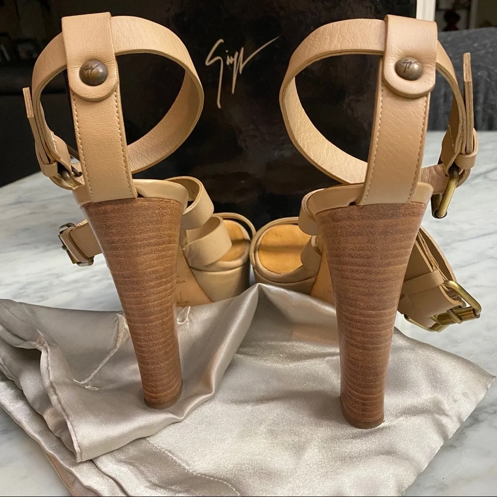 Giuseppe Zanotti Nude Beige Strappy Platform Sandals